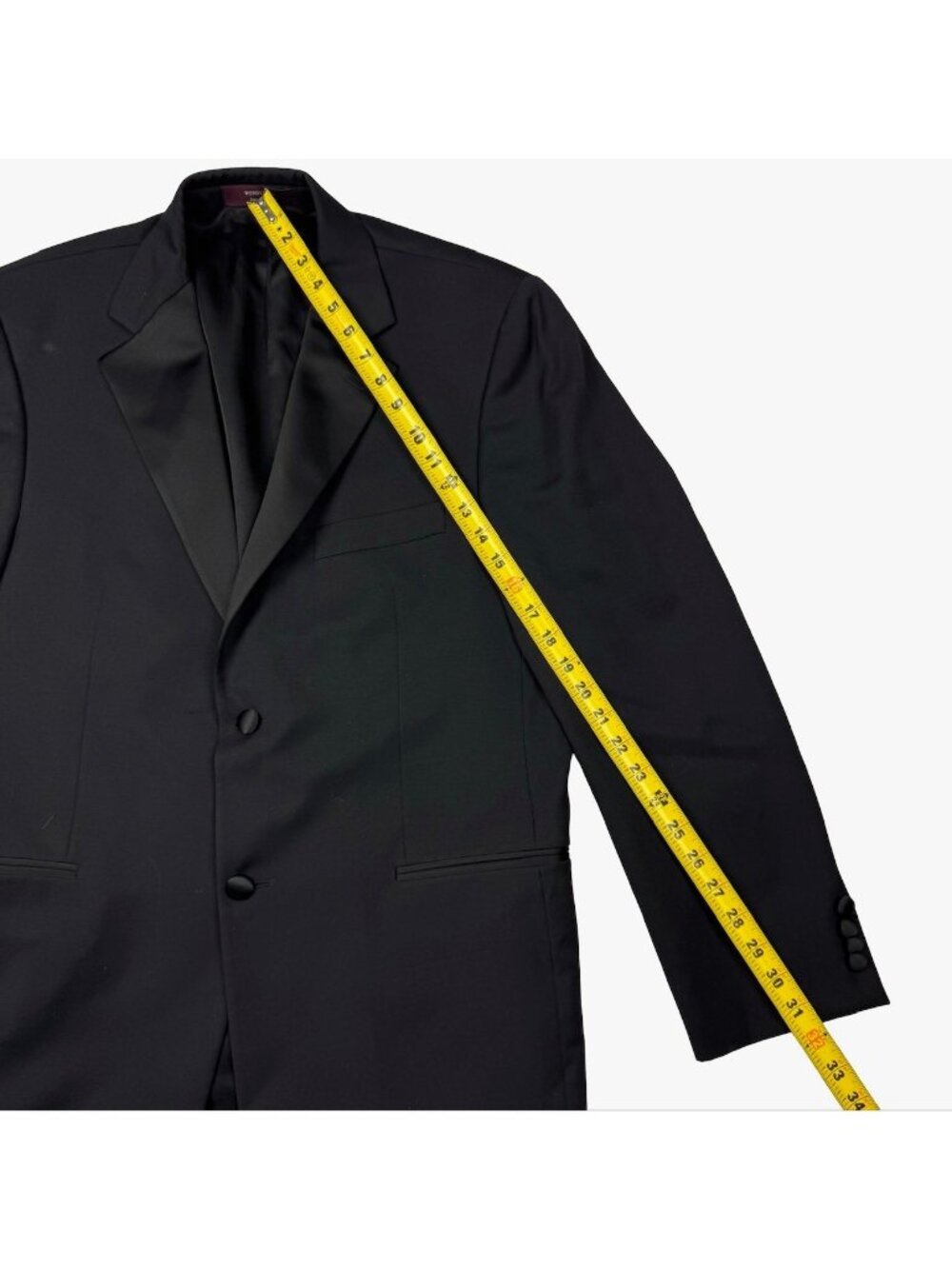 Nordstrom Men's 100% Wool 2-Button Satin Lapel Blazer Jacket Black • 40R - Picture 12 of 14